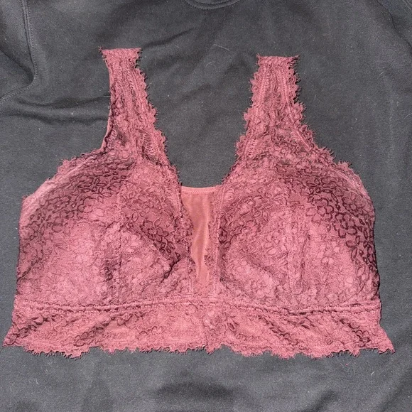 Aerie Eyelash Lace Bralette in Burgundy - Picture 1 of 4